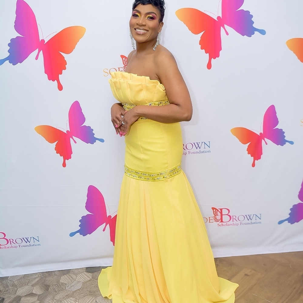 CHANEL Strapless Yellow Dress